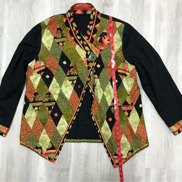 Handmade Orange Green Artsy Patchwork Jacket Size Large - Picture 12 of 14